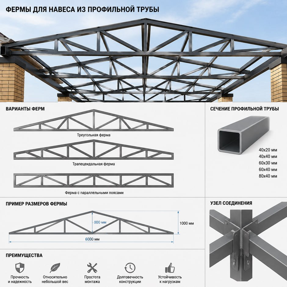 Profile pipe trusses for canopies
